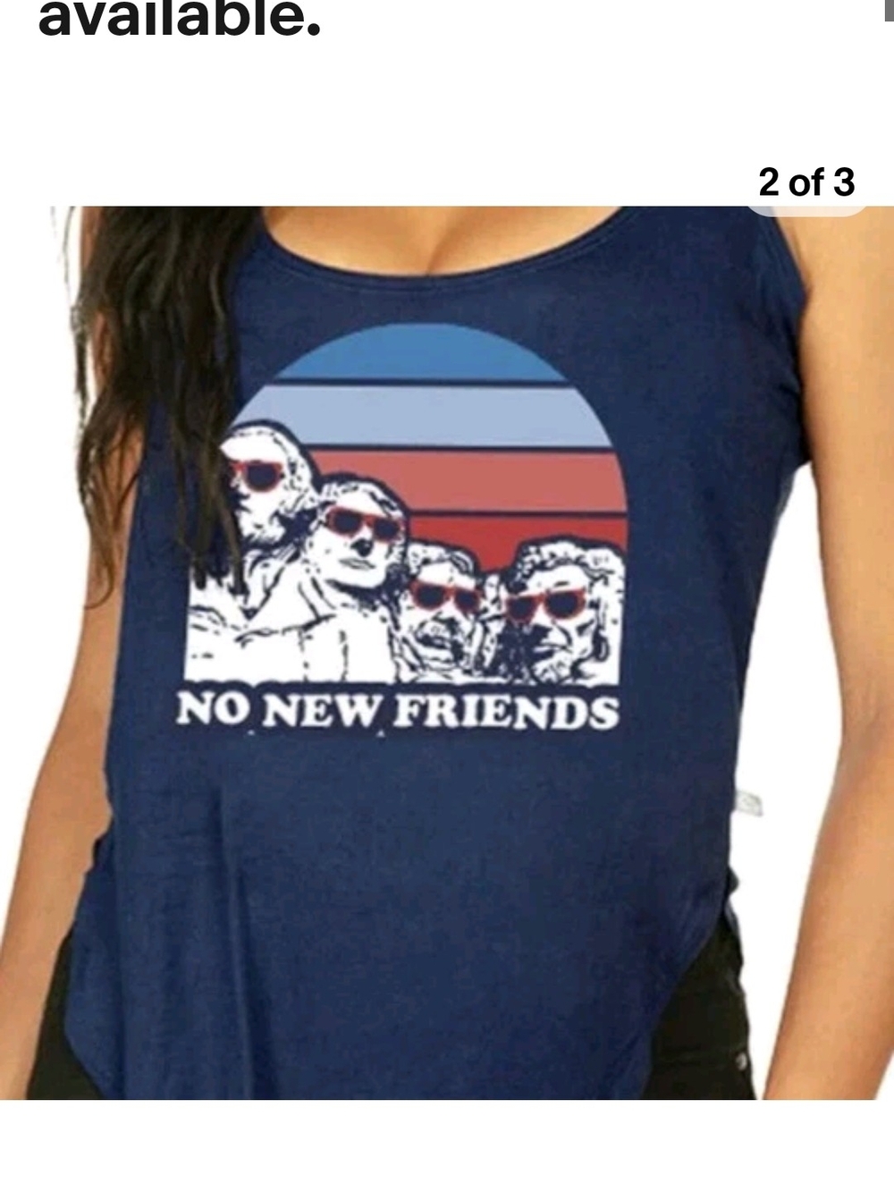 XXL Women's 4th Of July Tipsy Elves Navy Blue "No New Friends" Tank Top, NWT